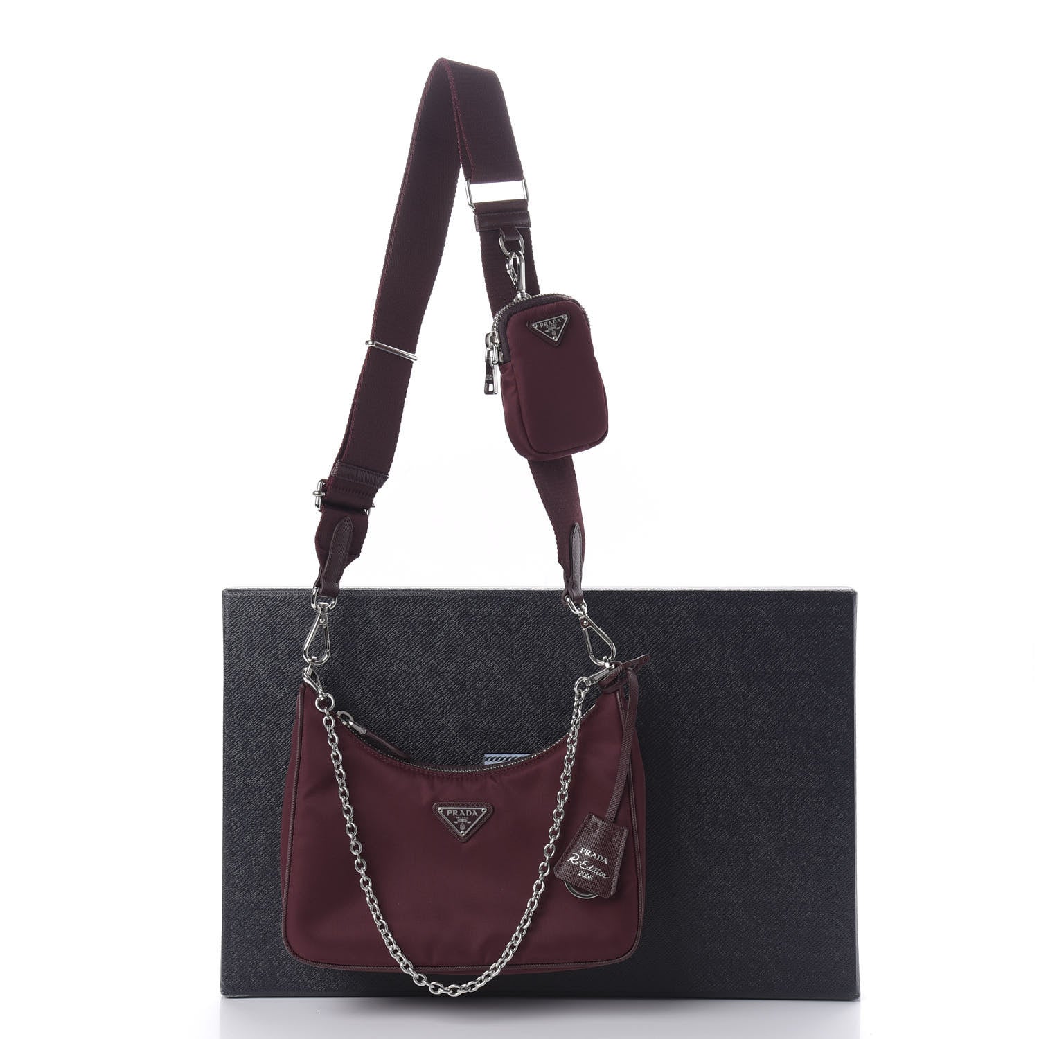 Prada Tessuto Nylon Re-Edition 2005 Shoulder Bag Granato 10 of 10