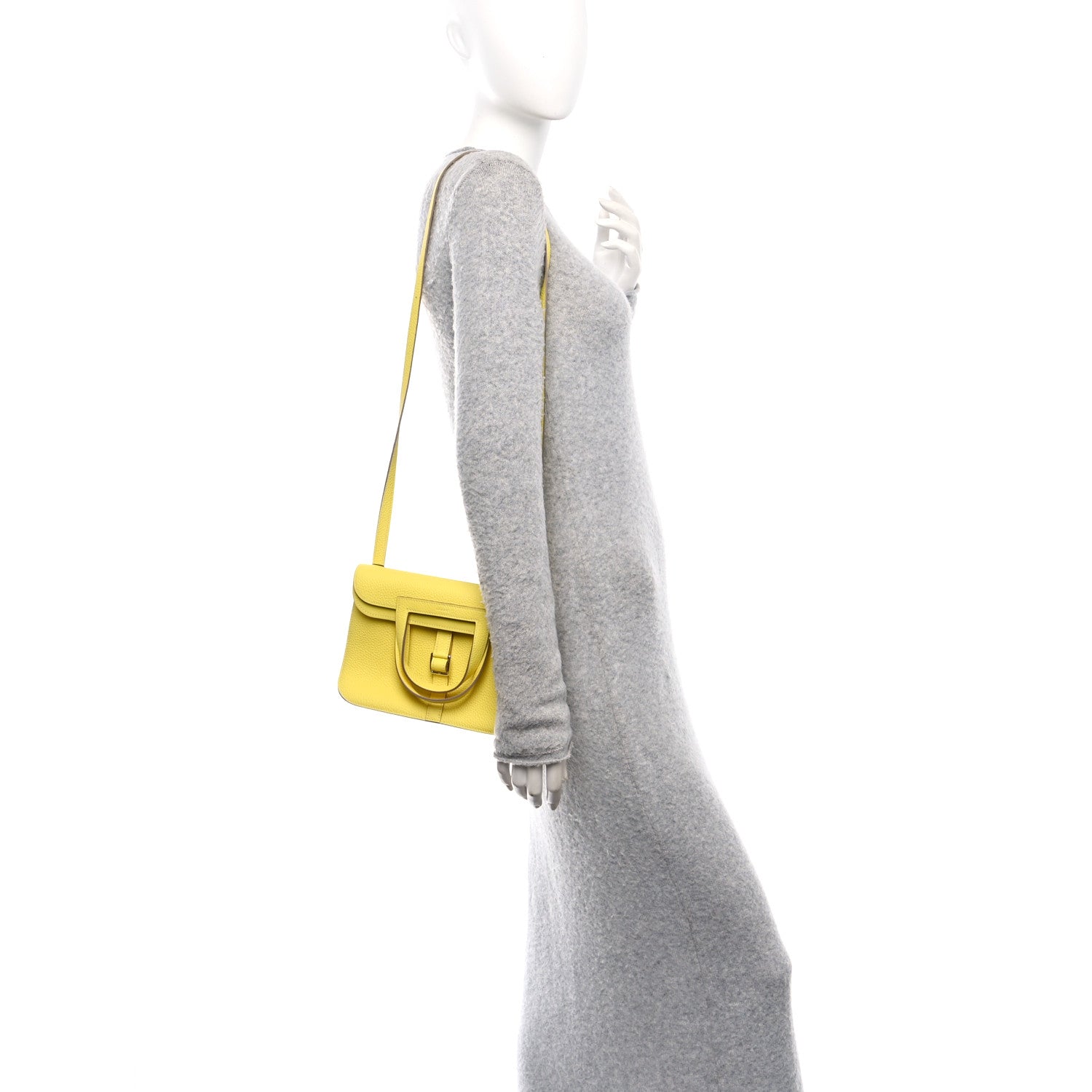 Hermes Taurillon Clemence Halzan 25 Lime 2 of 10