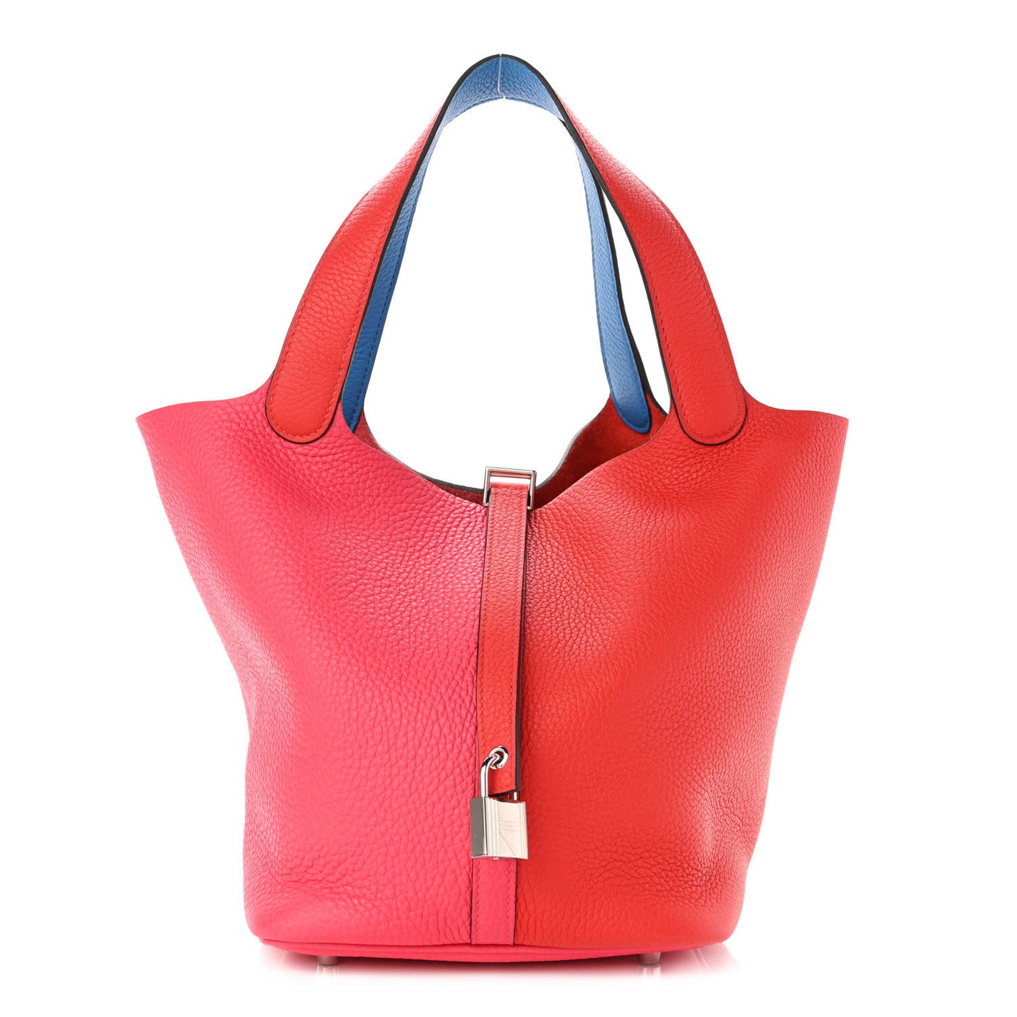 Taurillon Clemence Casaque Picotin Lock 22 MM Rouge De Coeur Rose Extreme Bleu Zanzibar