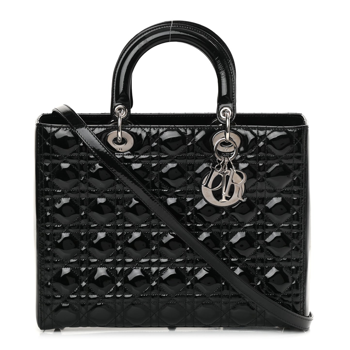 Patent Cannage Large Lady Dior Black