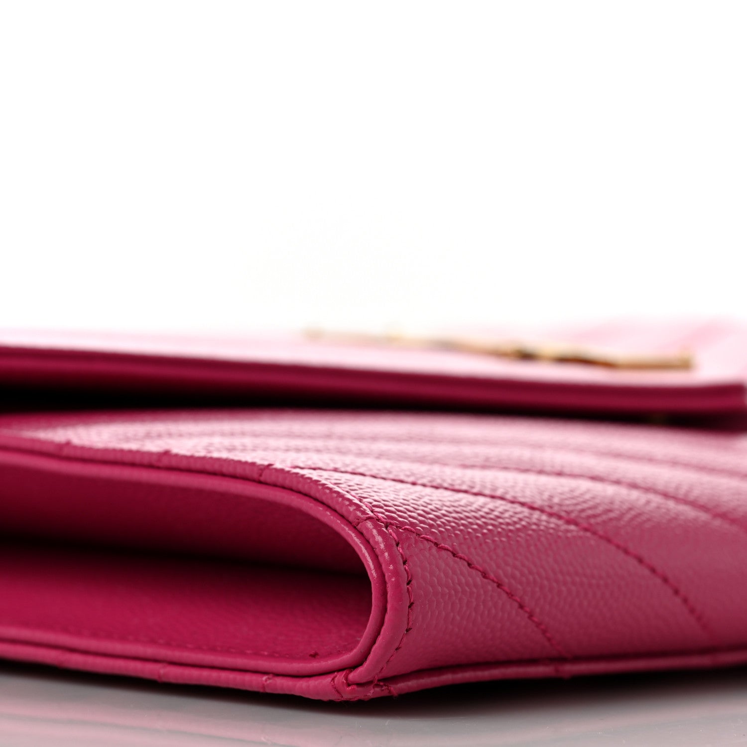 Saint Laurent Grain De Poudre Matelasse Chevron Monogram Envelope Clutch Fuxia Couture 8 of 9