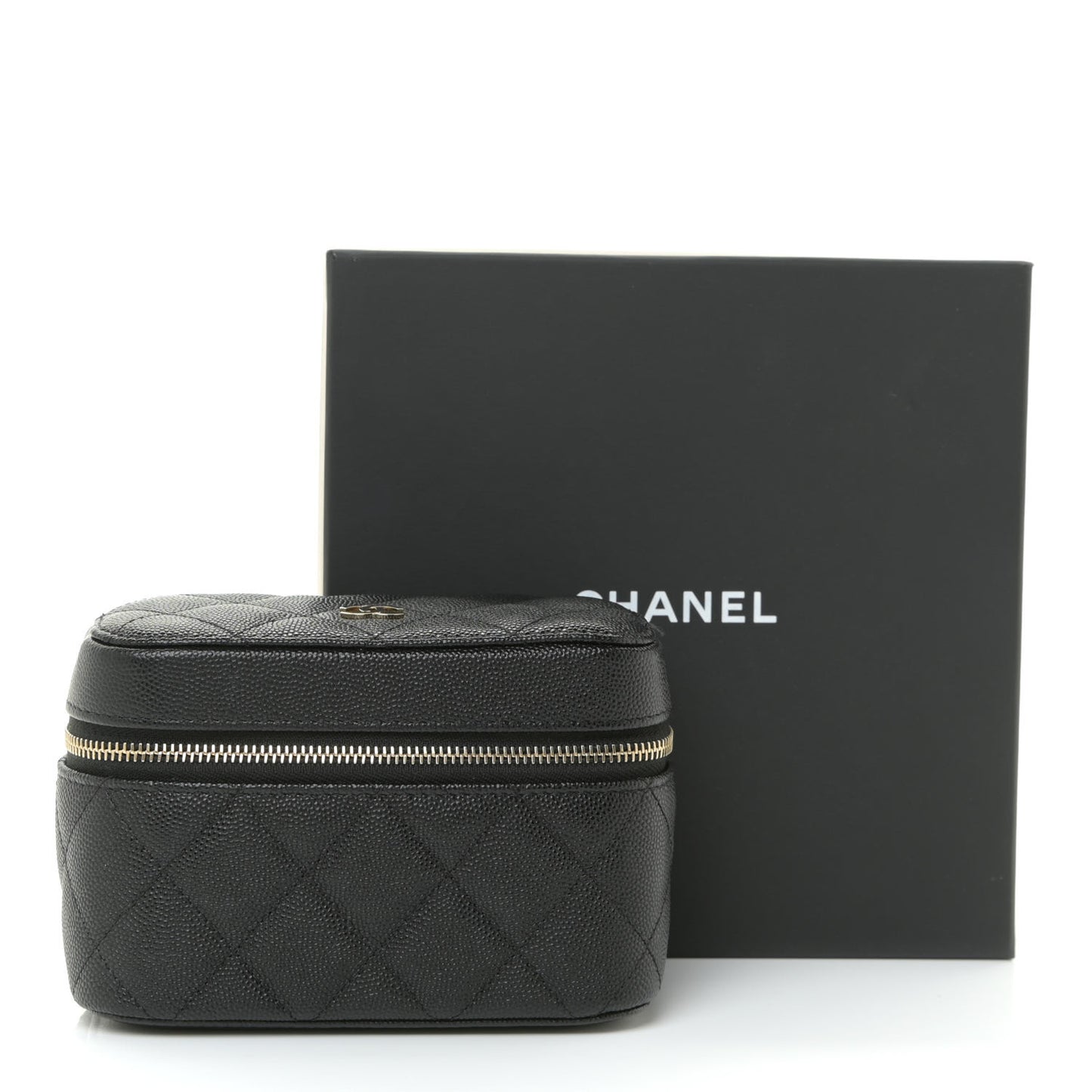 Caviar Quilted CC Vanity Cosmetic Case Black
