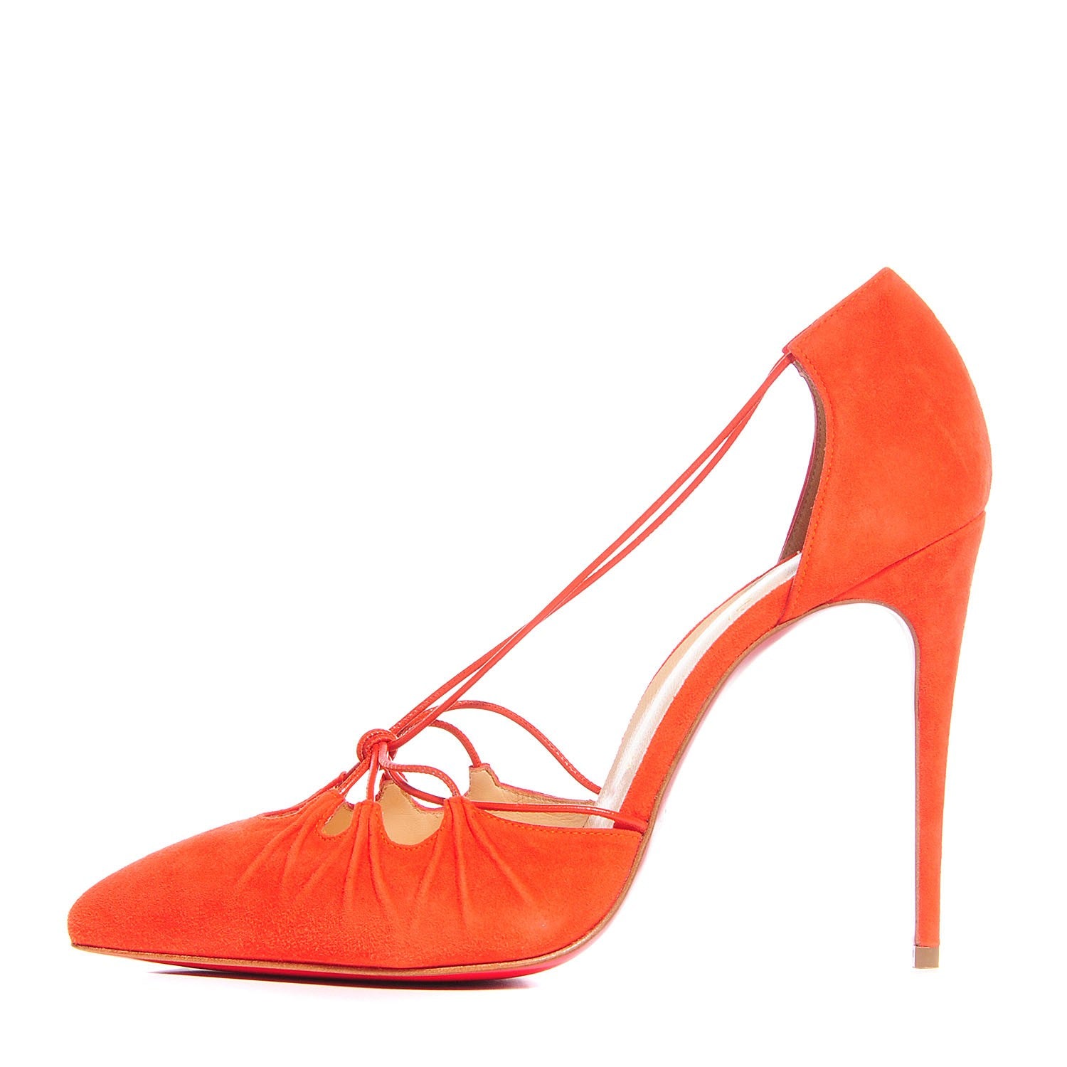 Christian Louboutin Suede Riri 100 Pumps 38 Orange 1 of 6