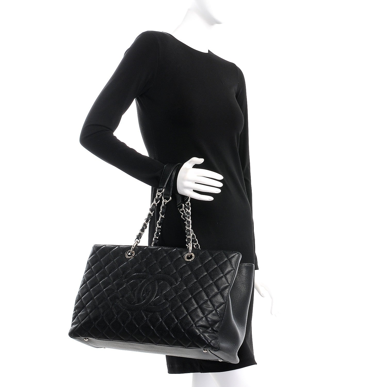 Chanel Caviar Quilted XL Grand Shopping Tote GST Black 2 of 12
