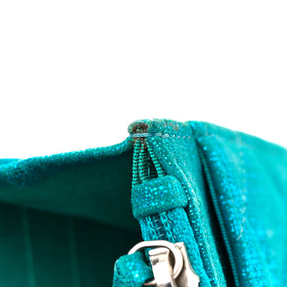 Chanel Metallic Iridescent Calfskin Wallet On Chain WOC Turquoise 11 of 13