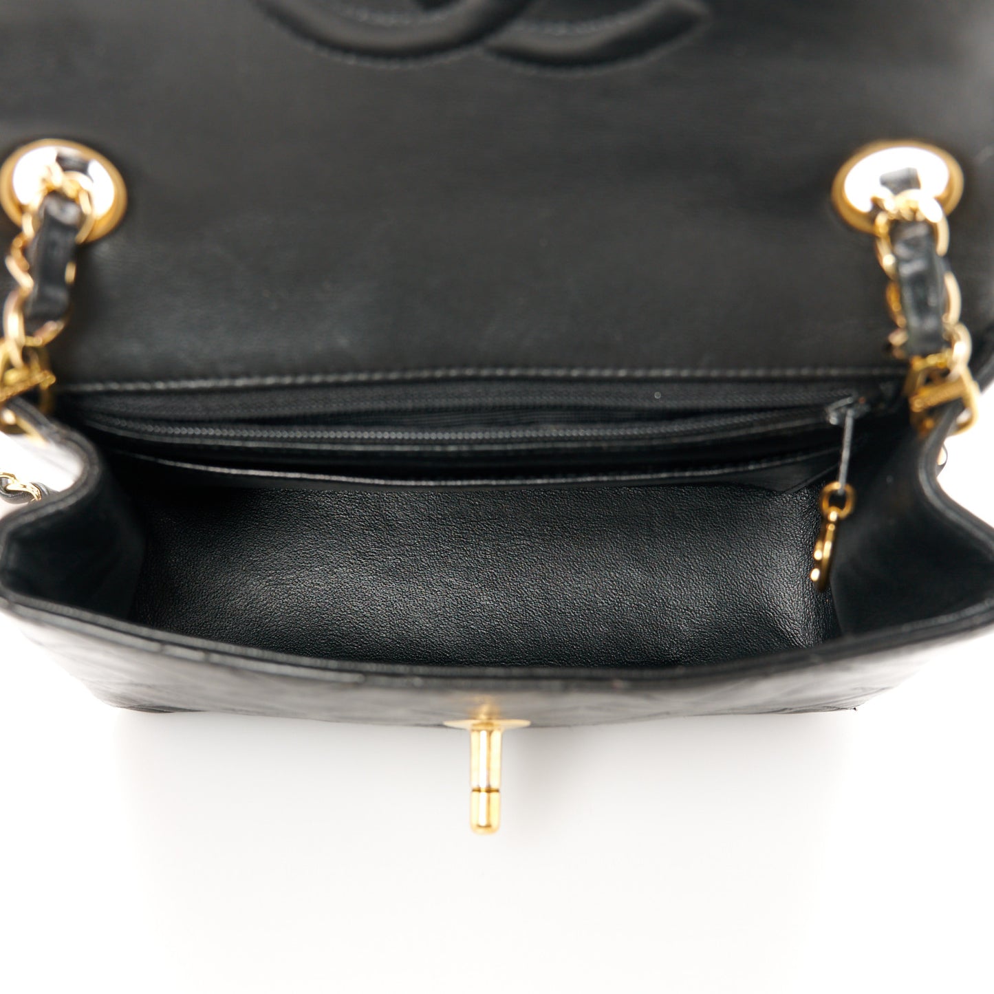 Lambskin Quilted Mini Square Flap Black