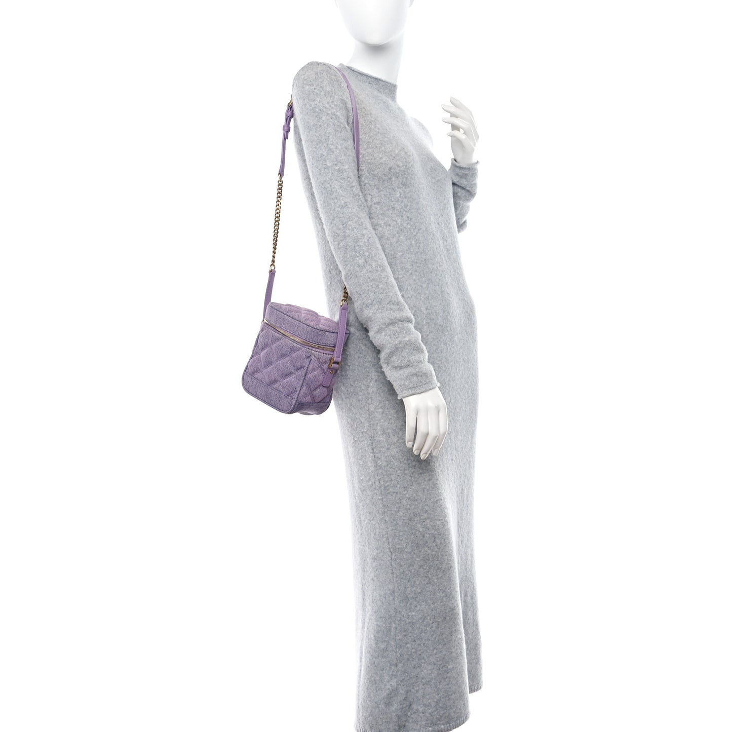Denim Quilted 80's Vanity Bag Bleached Lilac