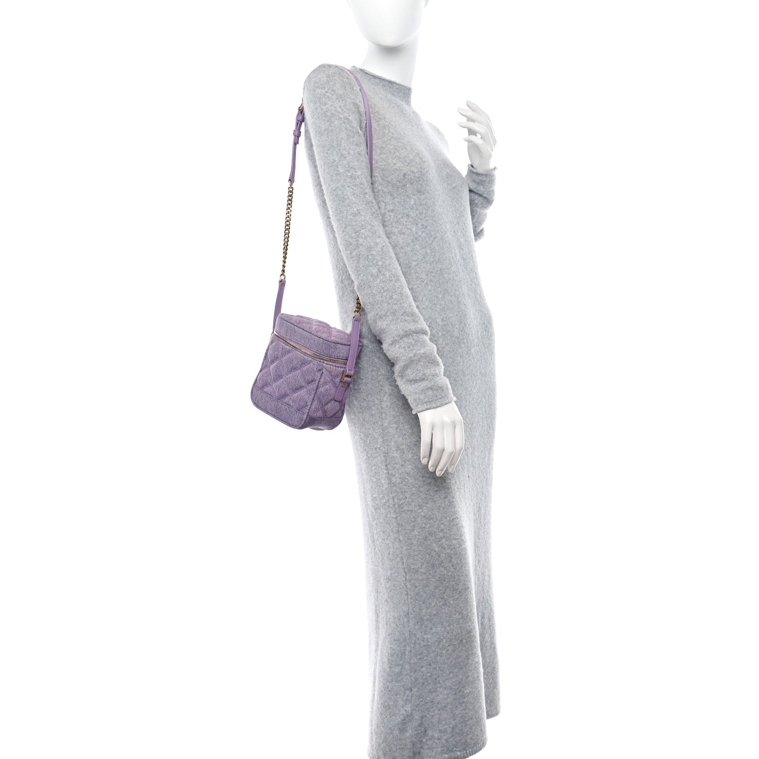 Saint Laurent Denim Quilted 80's Vanity Bag Bleached Lilac 2 of 8