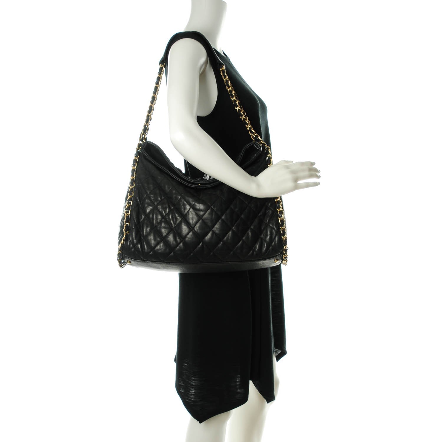 Chanel Calfskin Quilted Large Chain Me Hobo Black 2 of 7