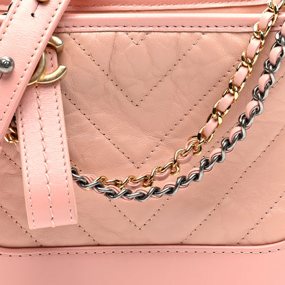 Chanel Aged Calfskin Chevron Quilted Small Gabrielle Hobo Pink 8 of 10