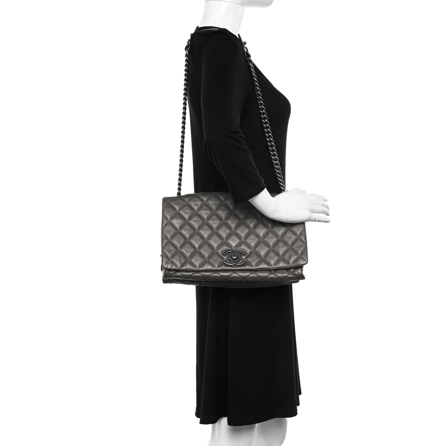 Chanel Metallic Goatskin Large City Rock Flap Silver 2 of 11