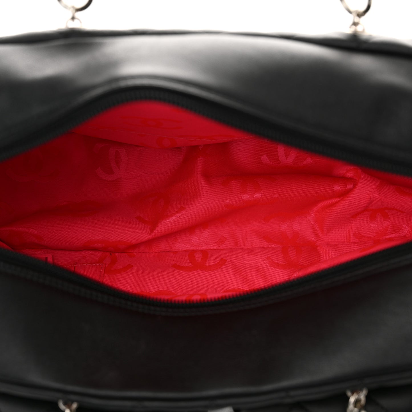 Calfskin Quilted Large Cambon Multipocket Reporter Black