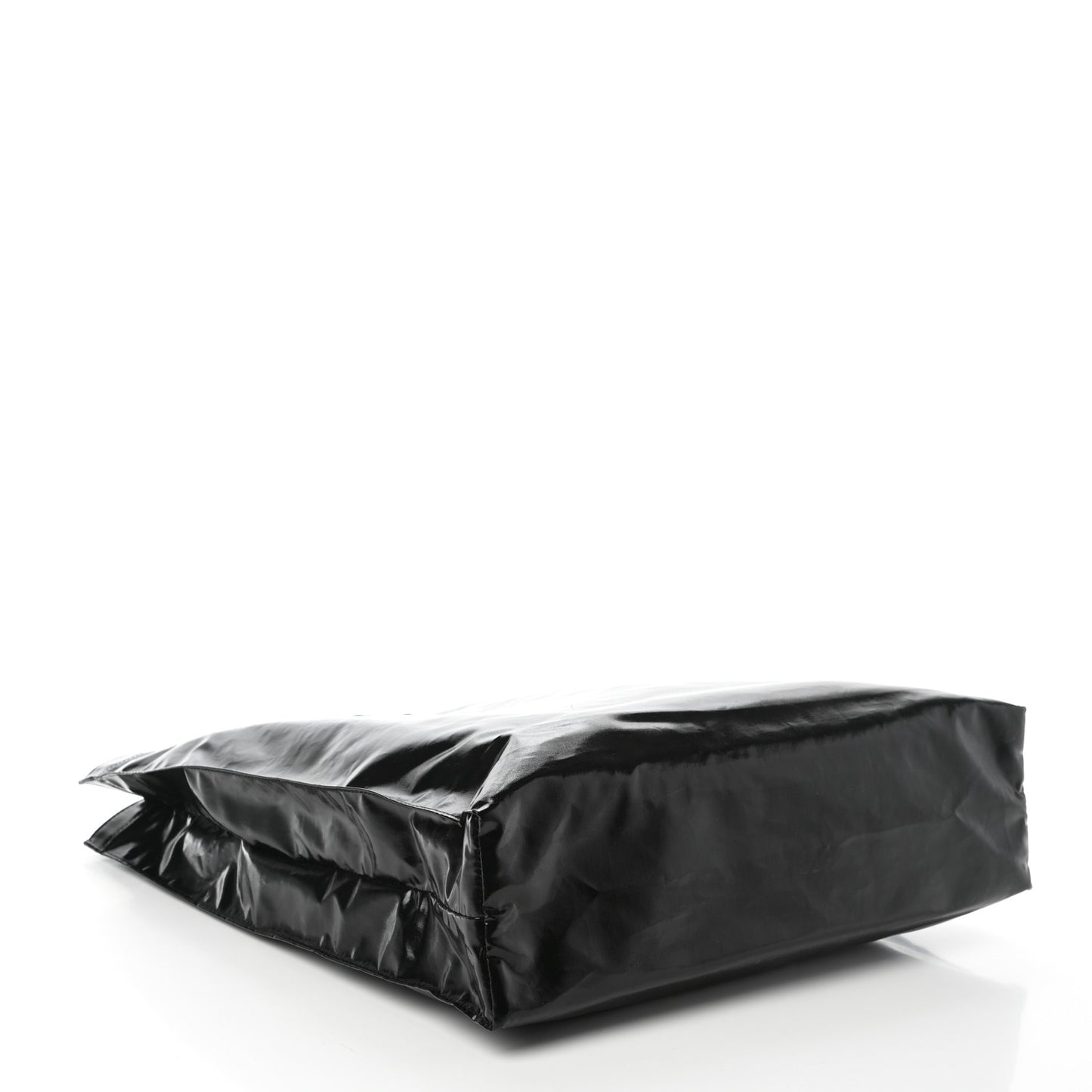 Patent Canvas Frame Logo Vertical Tote Black Crop