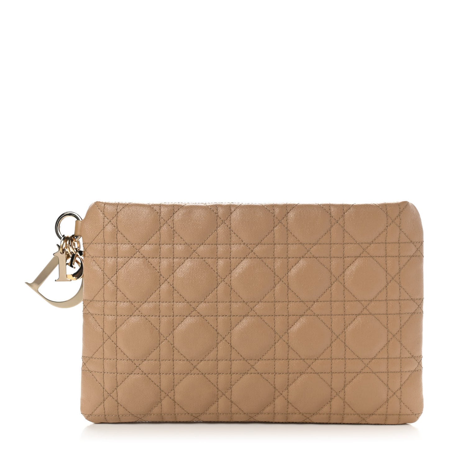 Coated Canvas Cannage Panarea Pouch Beige