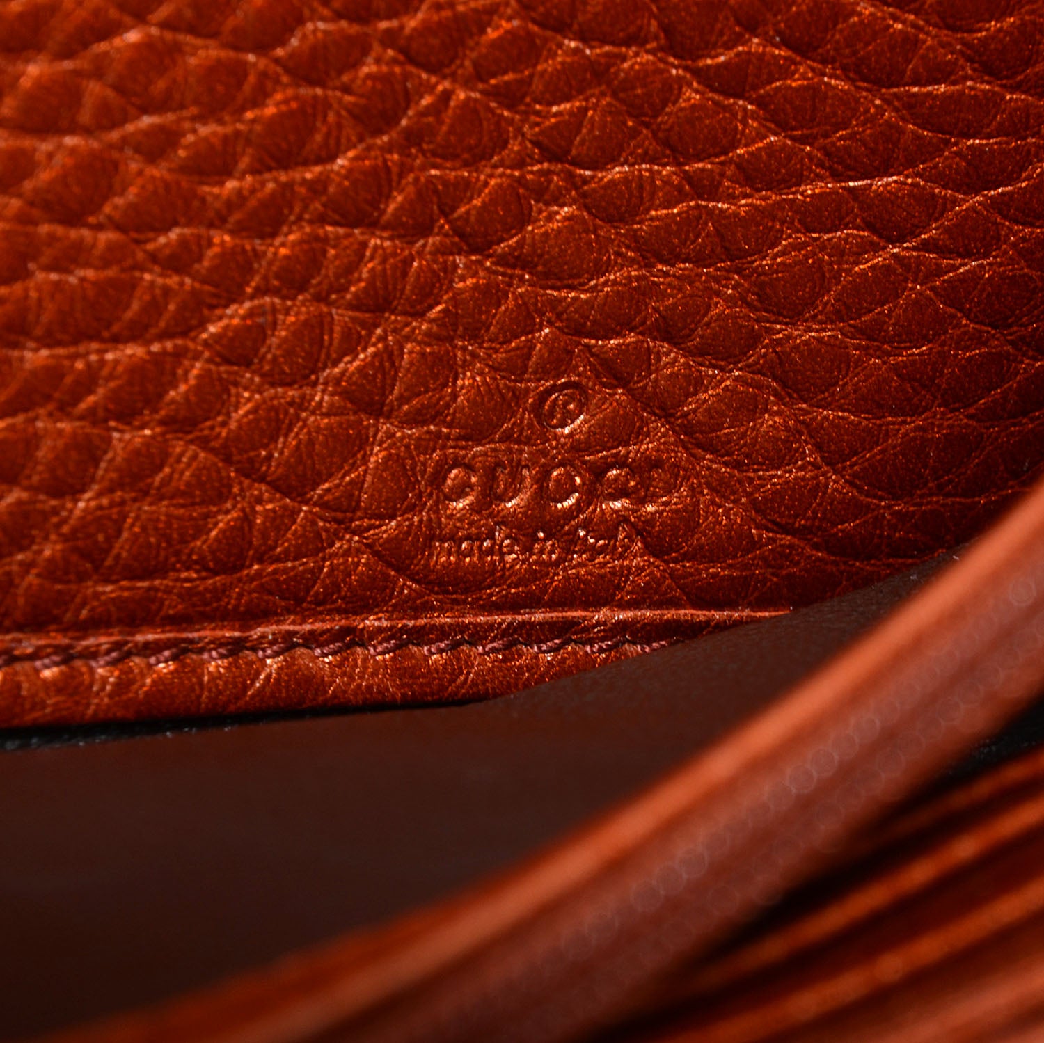 Gucci Metallic Pebbled Calfskin Soho Continental Wallet Burnt Orange 8 of 8