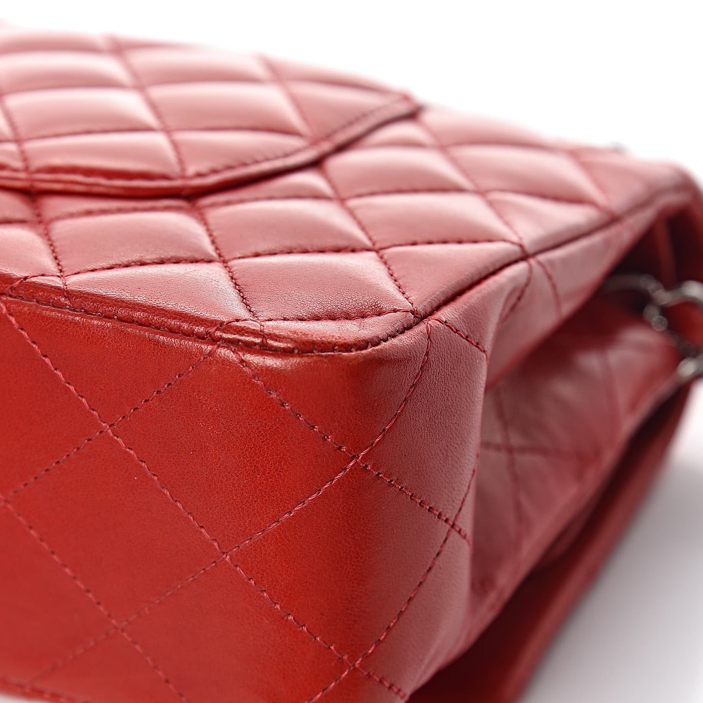 Lambskin Quilted Medium Double Flap Red