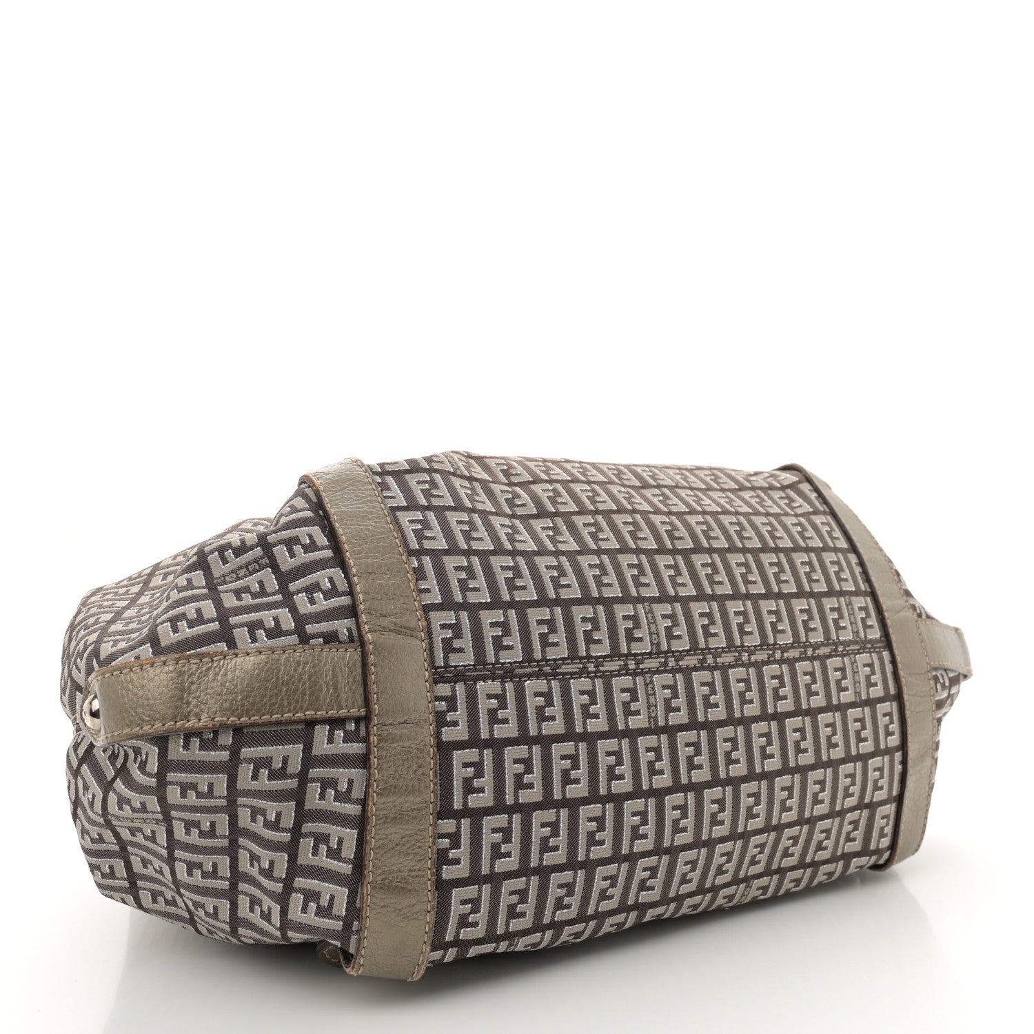 Fendi Zucchino Vachetta Shoulder Bag Caffe Argilla Canna di Fucile 4 of 12