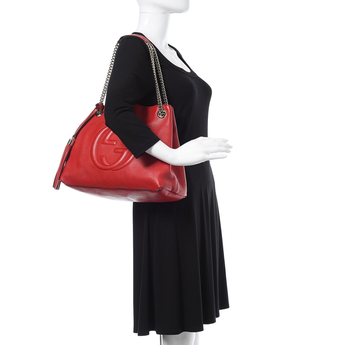 Pebbled Calfskin Medium Soho Chain Shoulder Bag Tabasco Red