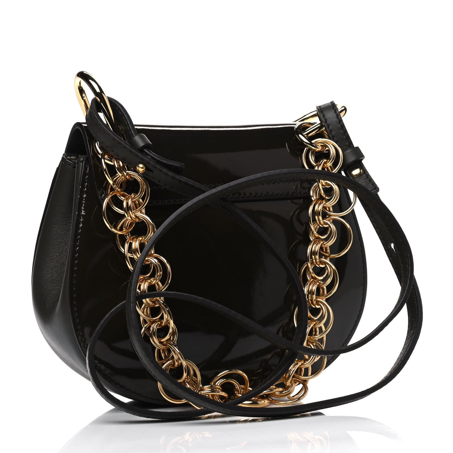 Patent Calfskin Mini Drew Bijou Shoulder Bag Black