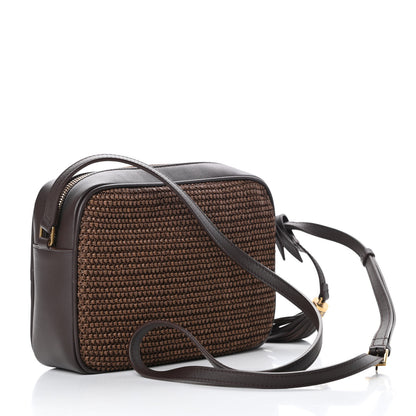 Saint Laurent Raffia Canvas Monogram Lou Camera Bag Dark Chocolate 3 of 10