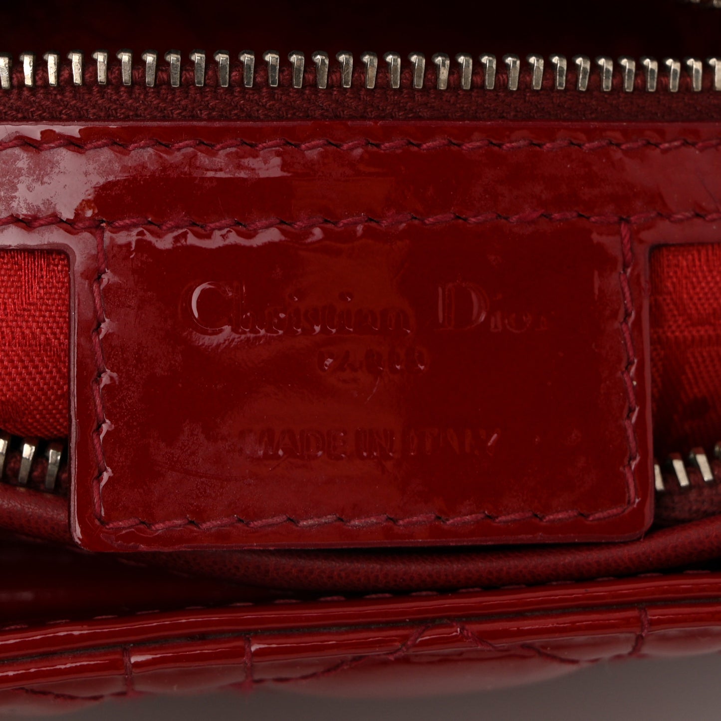 Patent Cannage Medium Lady Dior Red