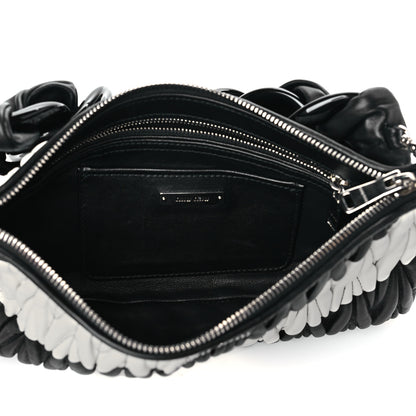 Miu Miu Nappa Matelasse Striped Shoulder Bag Black White 5 of 10