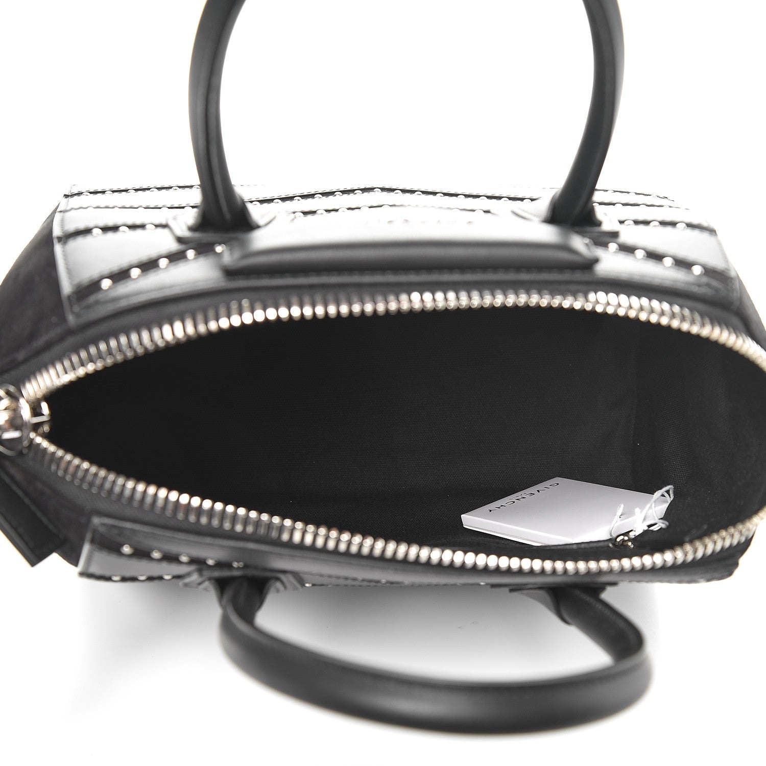 Givenchy Calfskin Suede Small Studded Chevron Antigona Black 5 of 9