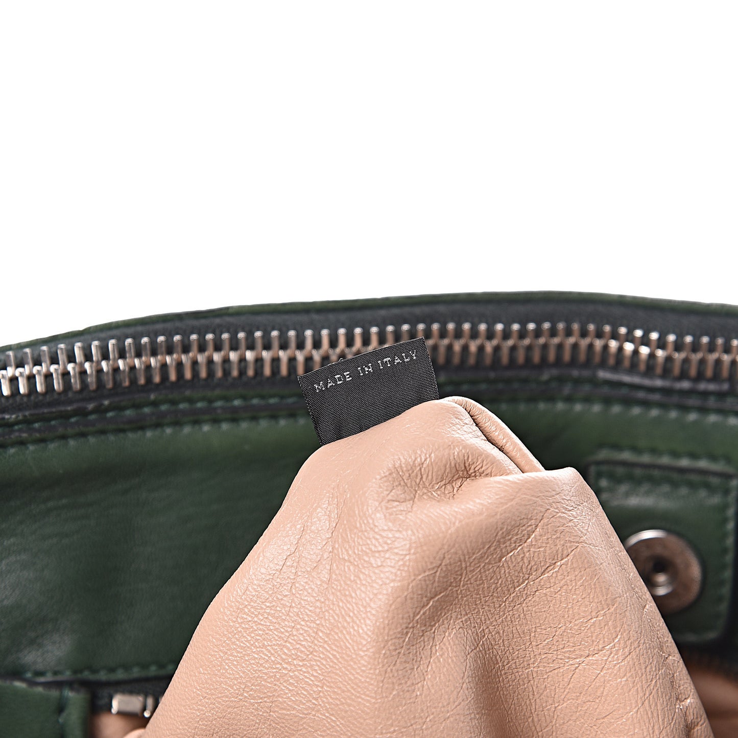 Nappa Gaufre Double Zip Tote Green
