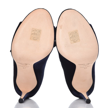Jimmy Choo Velvet Lace Up Mavy Booties 37 Navy 7 of 10