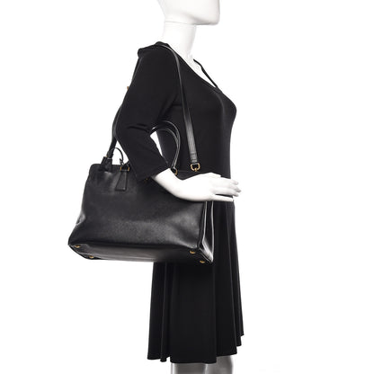 Prada Saffiano Lux Large Top Handle Open Tote Black 2 of 10