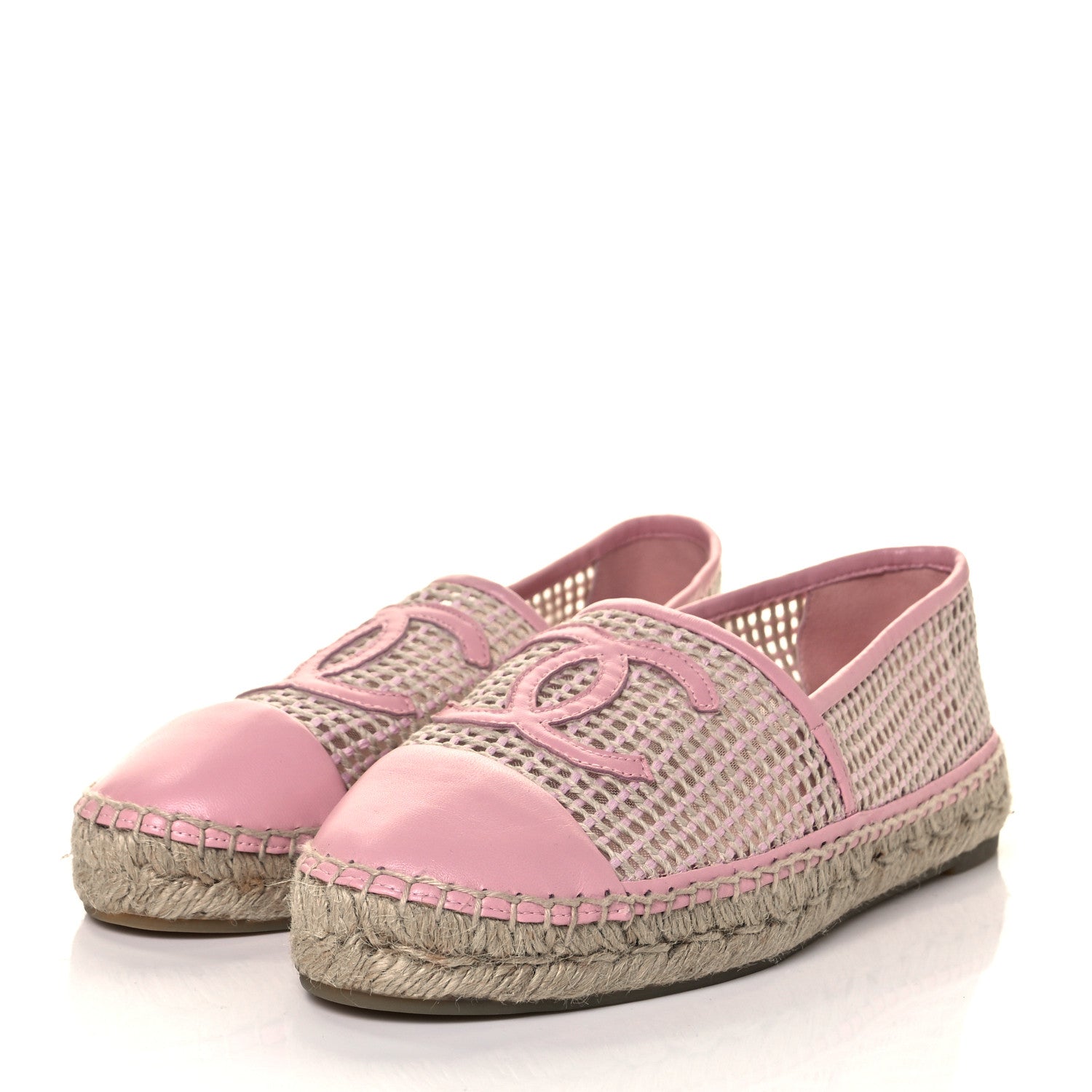 Chanel Mesh Lambskin CC Espadrilles 39 Light Pink Beige 3 of 7