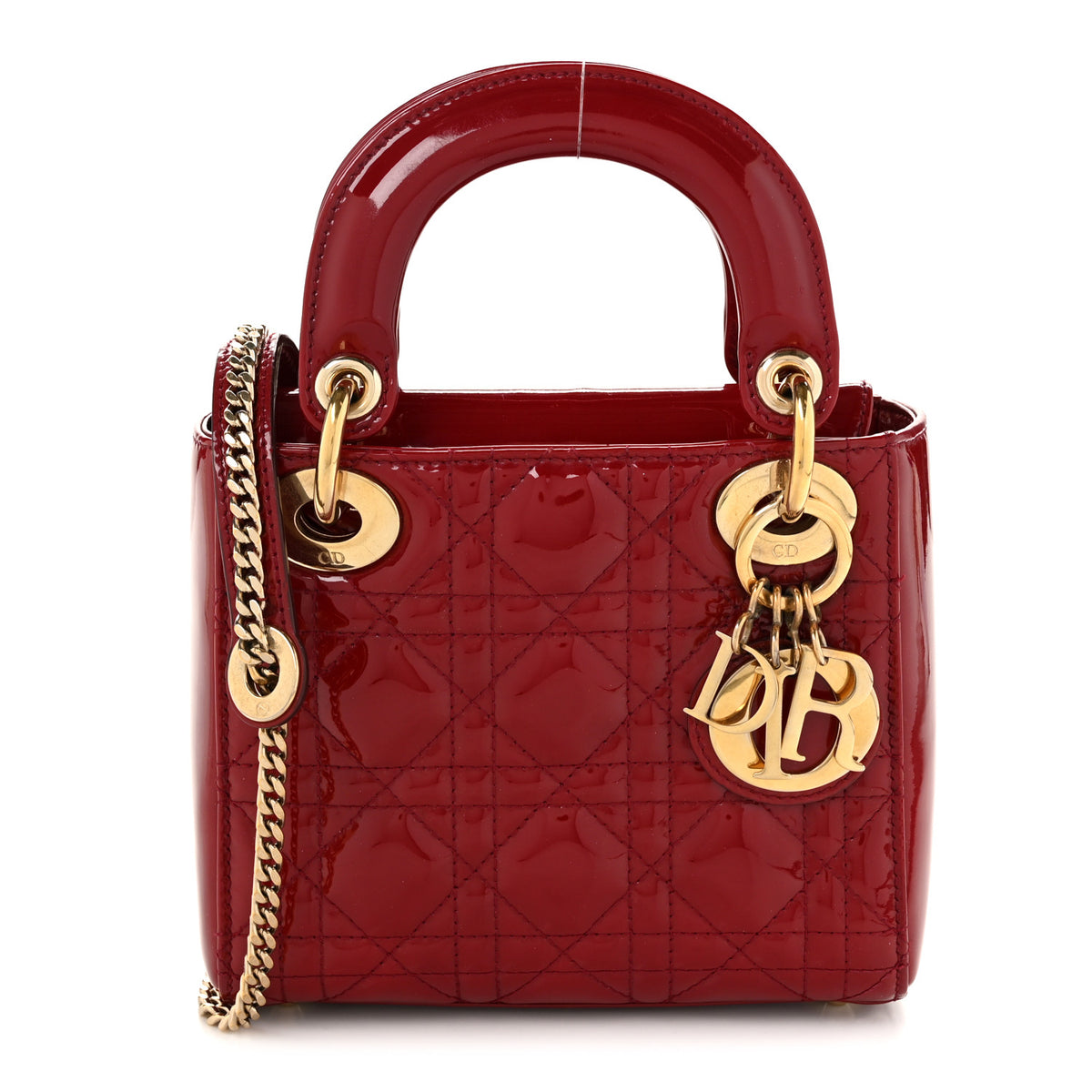 Christian Dior Patent Cannage Mini Lady Dior Red 1 of 10