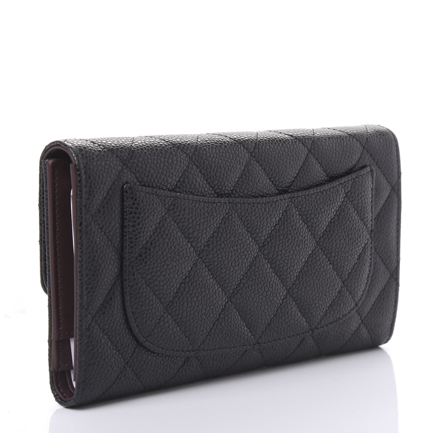 Caviar Quilted Large Flap Wallet Black