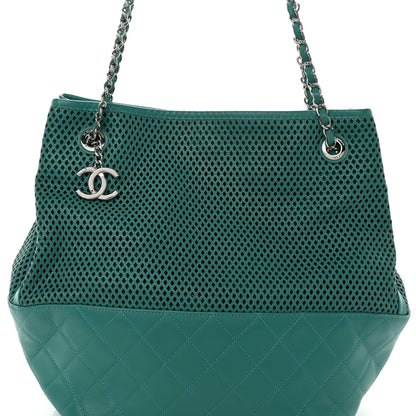 Chanel Calfskin Perforated Up In The Air North South Tote Green 8 of 11