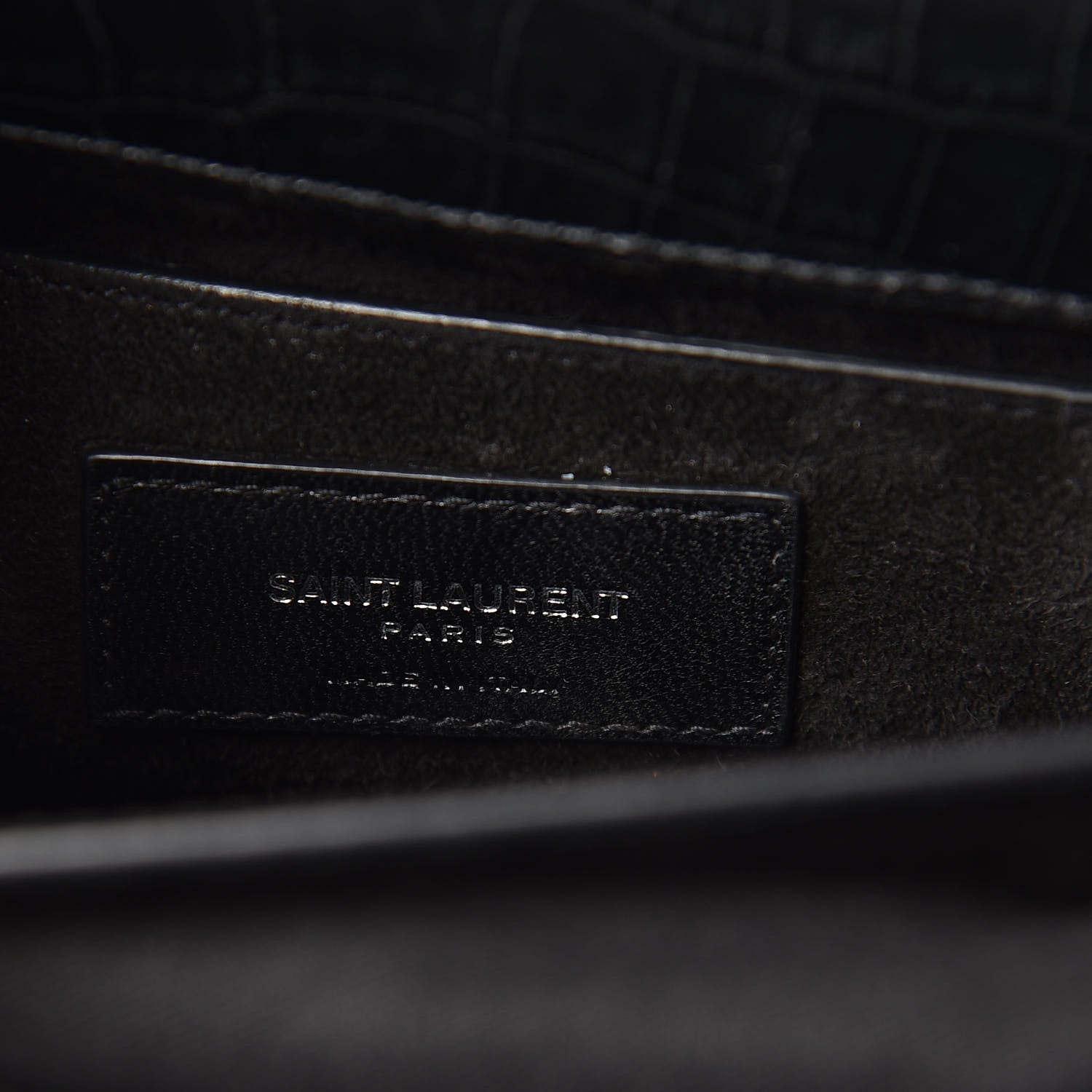 Saint Laurent Calfskin Crocodile Embossed Medium Monogram Sunset Black 7 of 9