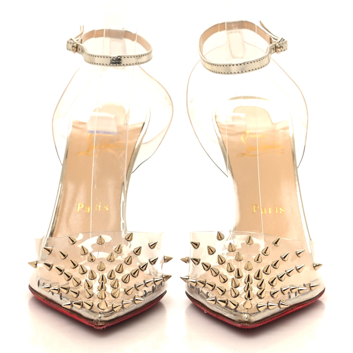 CHRISTIAN LOUBOUTIN PVC Specchio Spikoo 100 Pumps 39.5 Light Gold