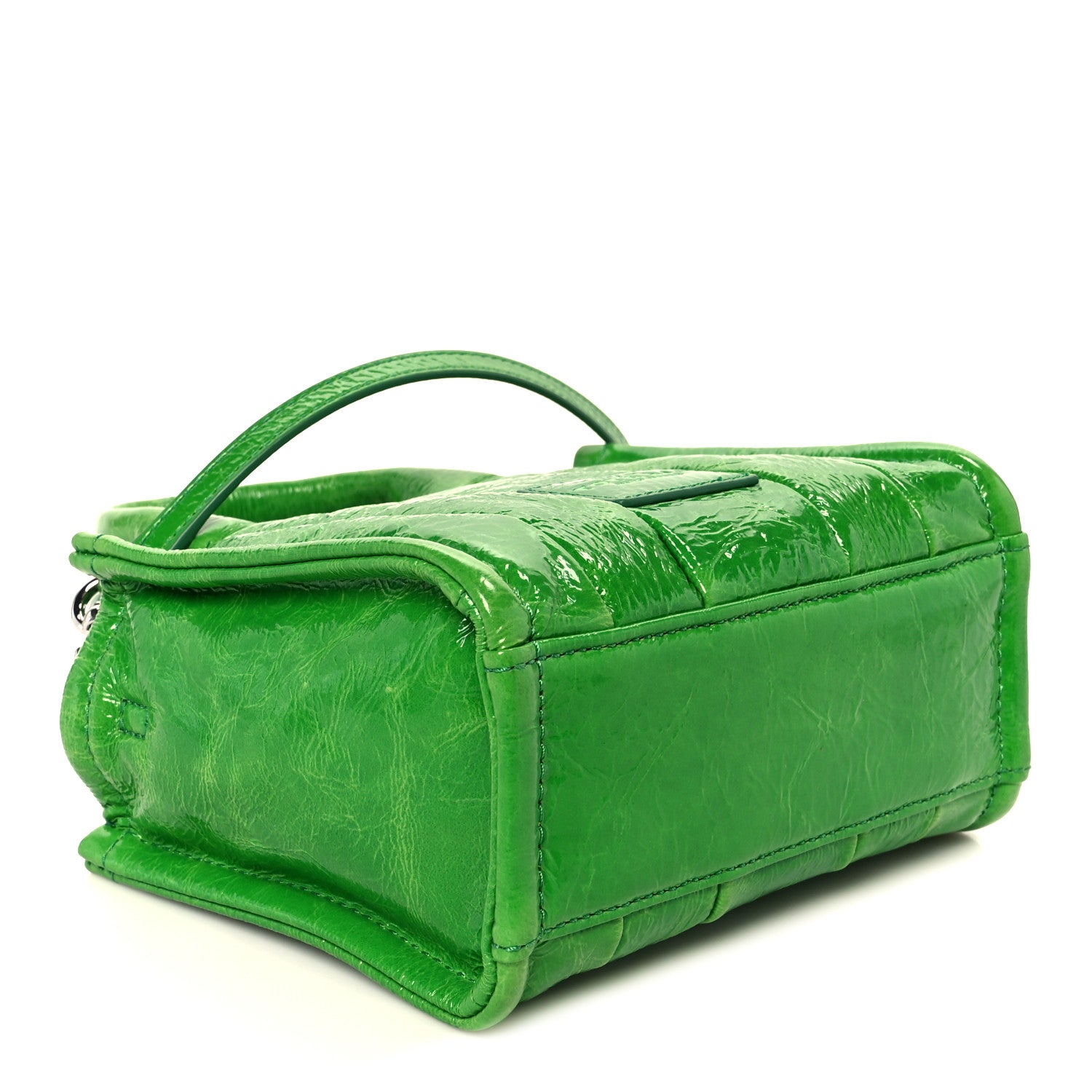 Marc Jacobs Shiny Crinkled Calfskin Mini The Tote Bag Fern Green