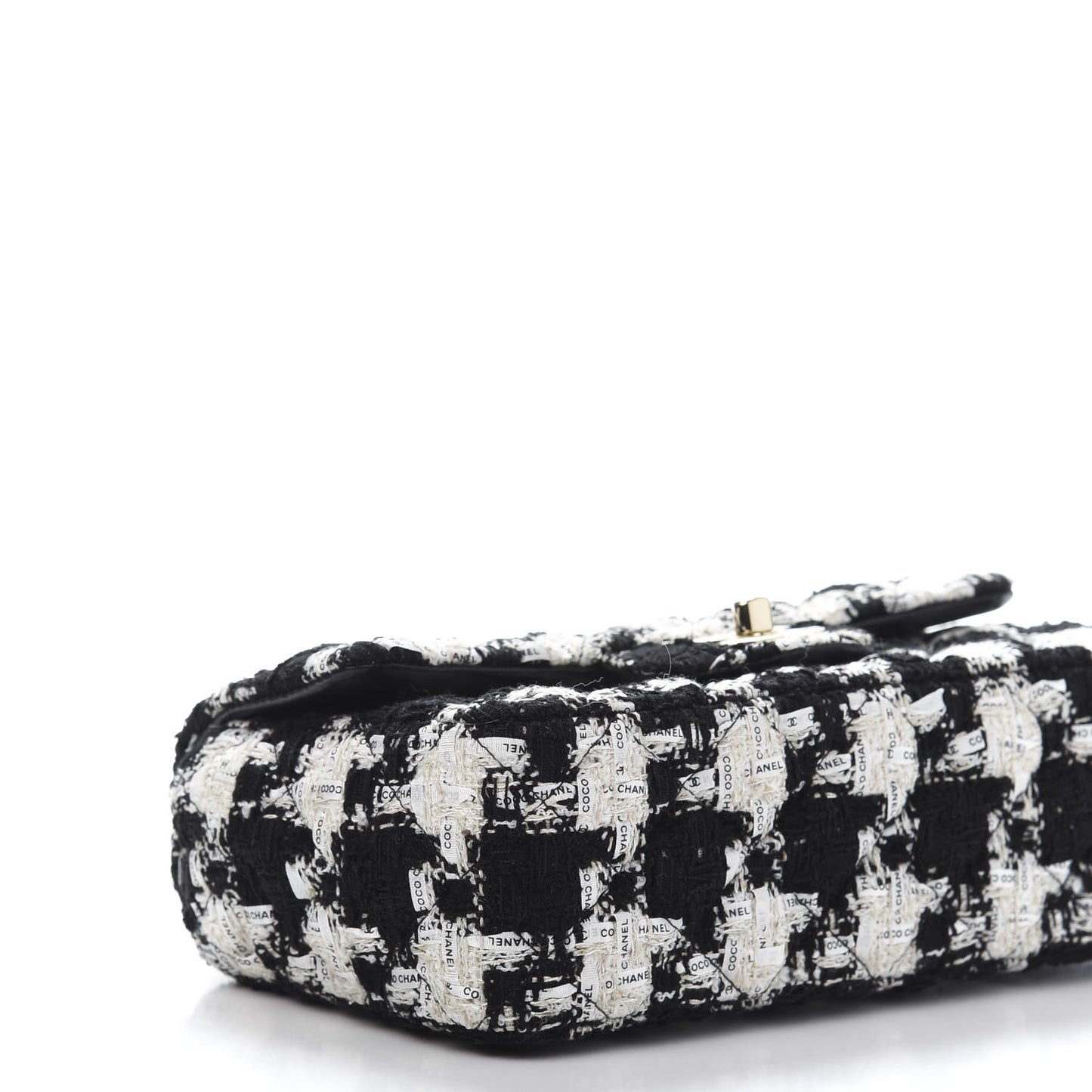 Tweed Quilted Mini Rectangular Flap Black Ecru White