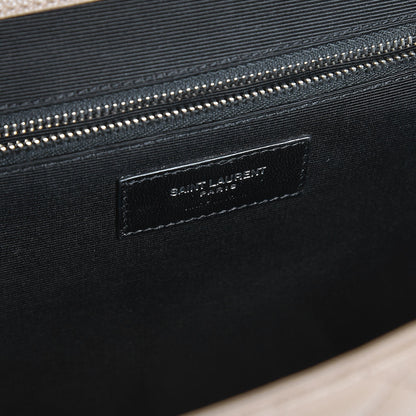 Saint Laurent Grain De Poudre Large Tri-Quilt Monogram Satchel Dark Beige 6 of 8