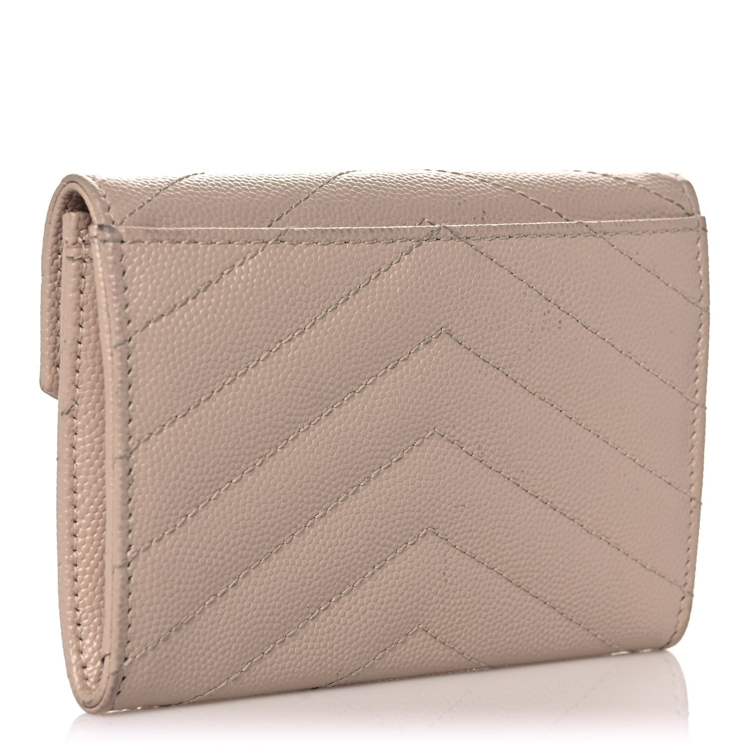 Saint Laurent Grain De Poudre Matelasse Chevron Small Monogram Envelope Wallet Blush 3 of 8