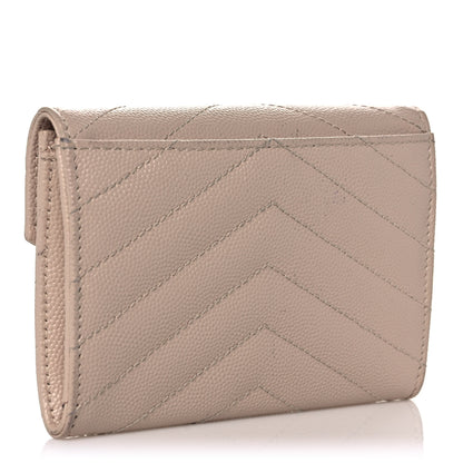 Saint Laurent Grain De Poudre Matelasse Chevron Small Monogram Envelope Wallet Blush 3 of 8