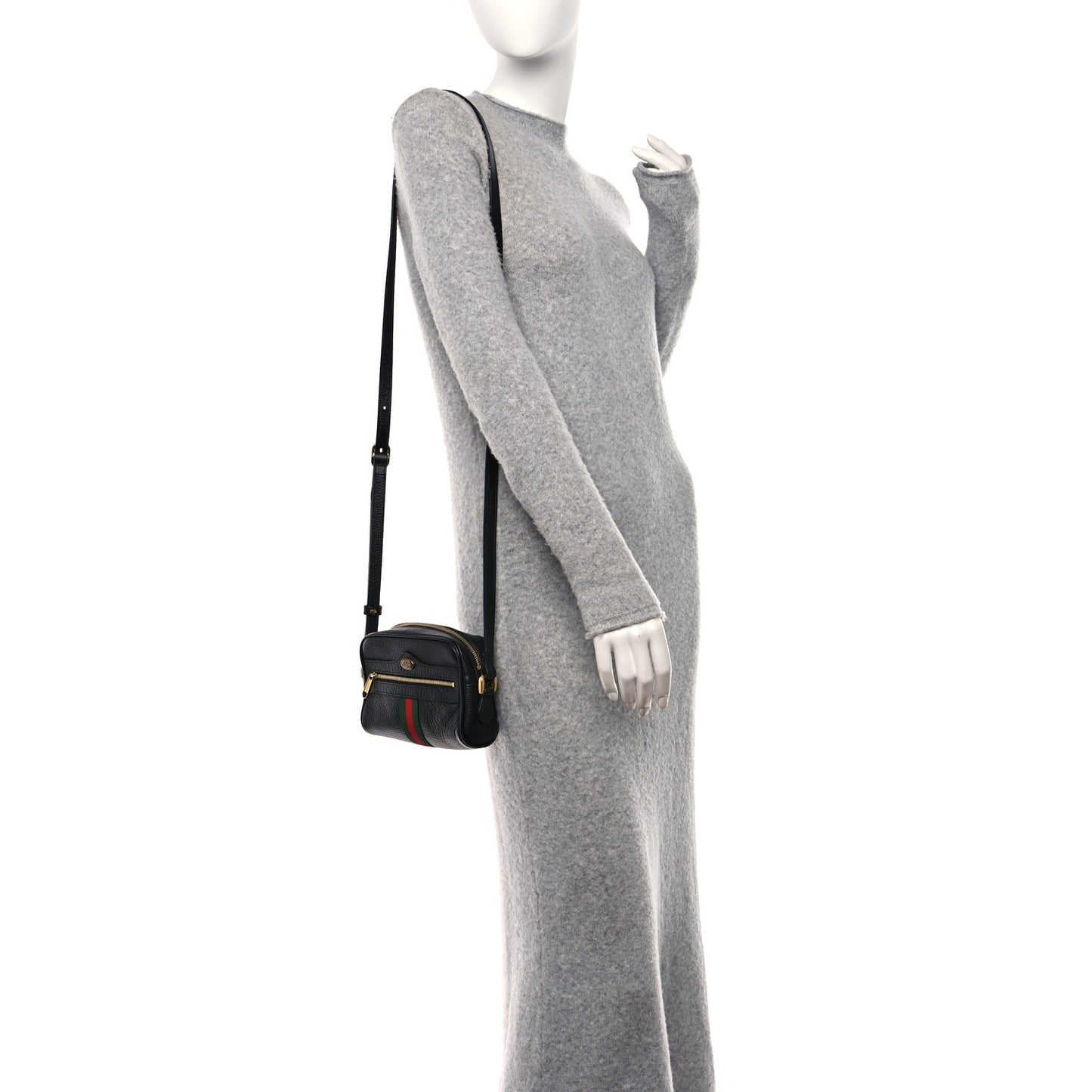 Calfskin Web Mini Ophidia Shoulder Bag Black