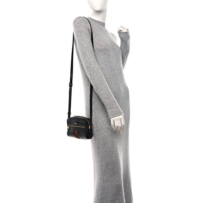 Gucci Calfskin Web Mini Ophidia Shoulder Bag Black 2 of 10