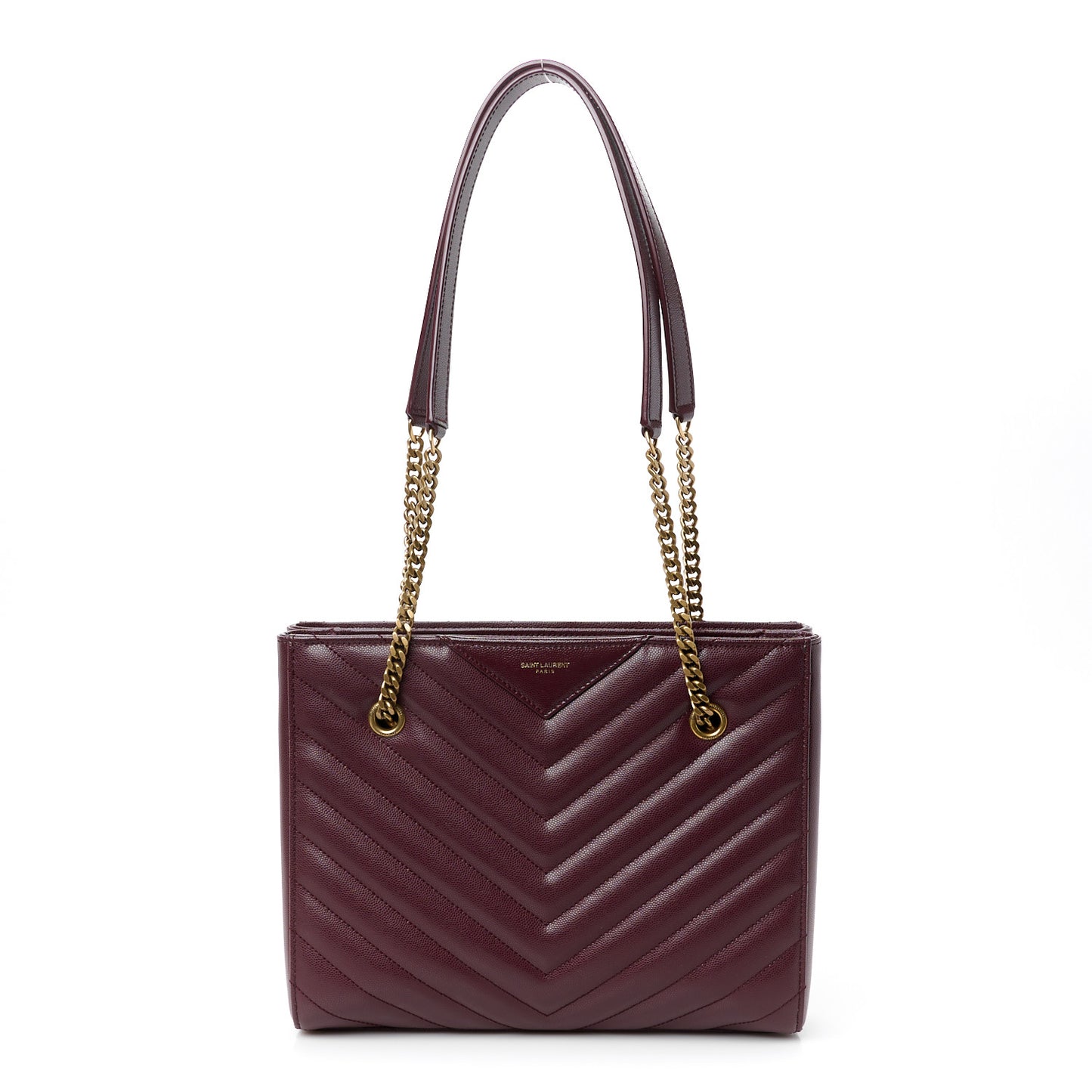 Grain de Poudre Matelasse Chevron Small Tribeca Shopping Bag Rouge Legoin