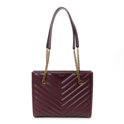 Saint Laurent Grain de Poudre Matelasse Chevron Small Tribeca Shopping Bag Rouge Legoin 1 of 11