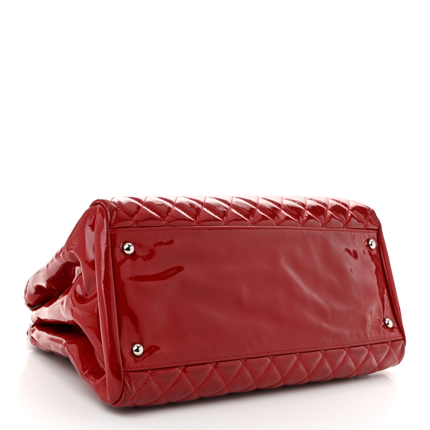 Patent Quilted Large Just Mademoiselle Bowling Bag Red
