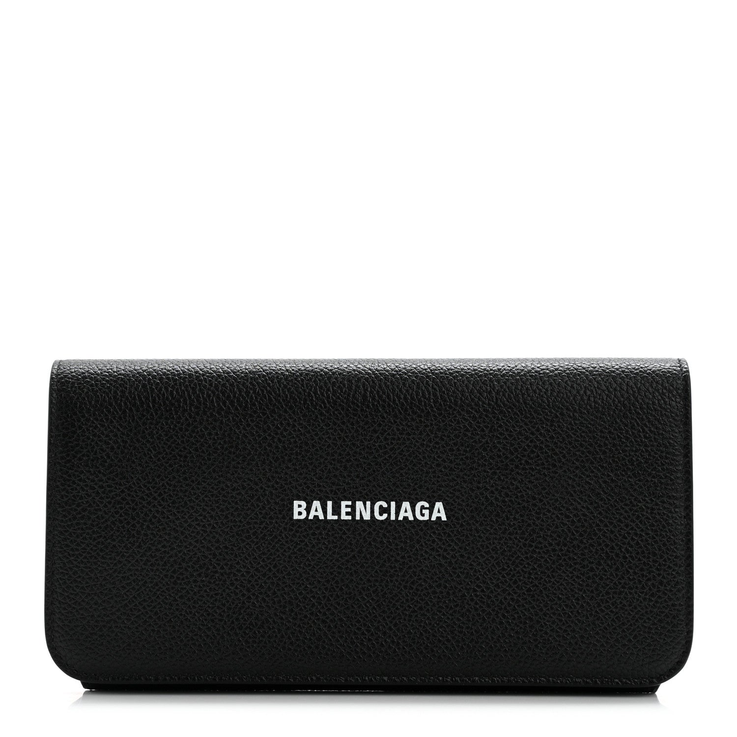 Balenciaga Grained Calfskin Logo Cash Thin Money Wallet Black White 1 of 10