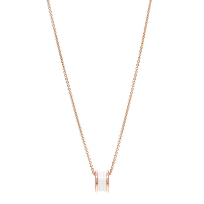 Bulgari 18K Rose Gold White Ceramic B.Zero1 Pendant Necklace 1 of 8
