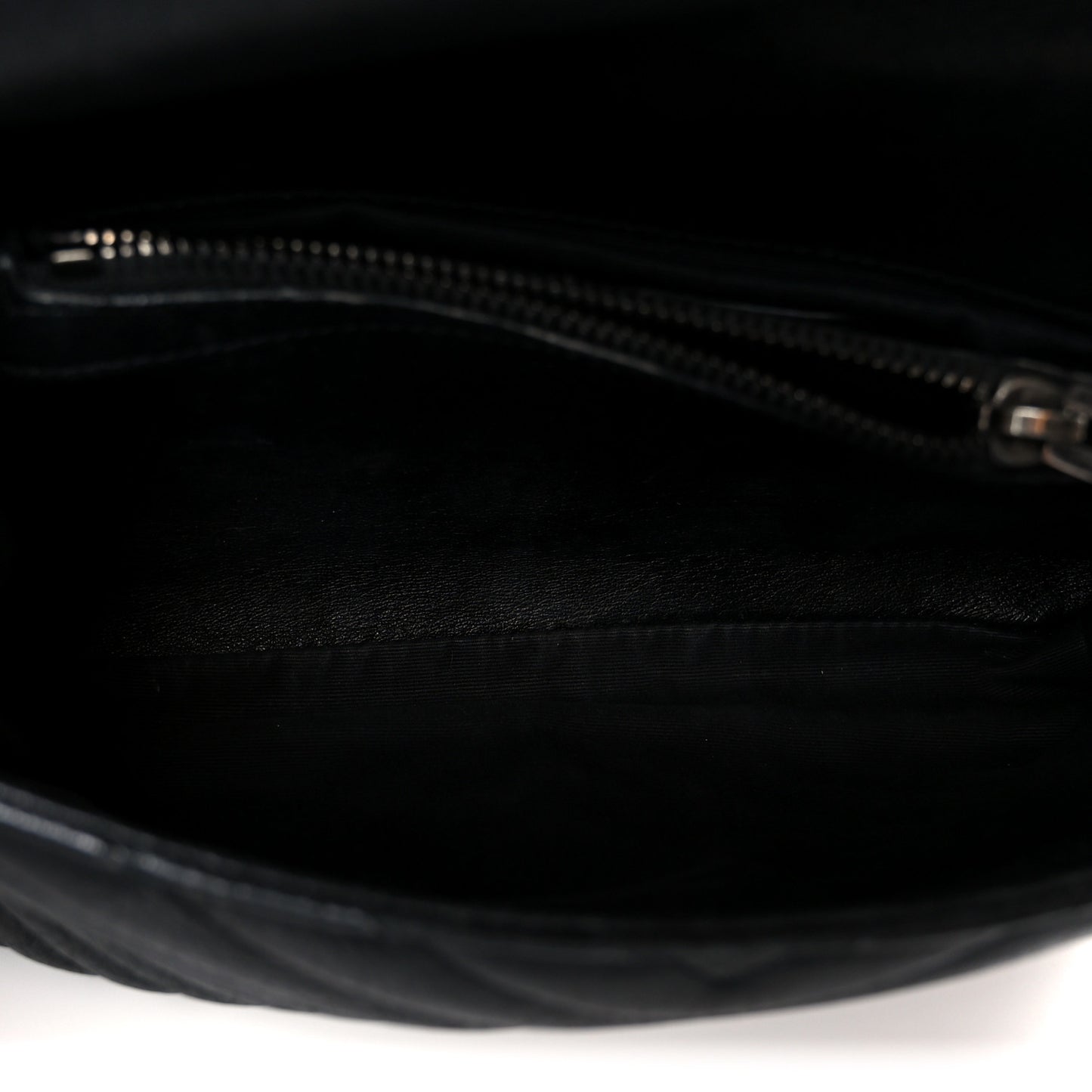 Sheepskin Matelasse Chevron Monogram Medium College Bag Black