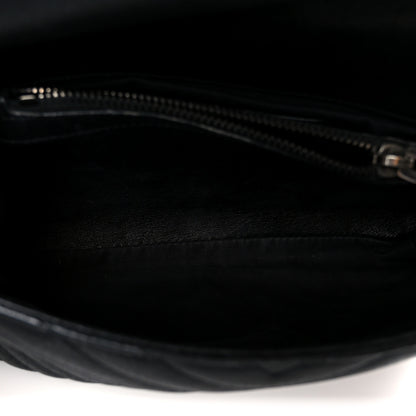 Saint Laurent Sheepskin Matelasse Chevron Monogram Medium College Bag Black 5 of 11